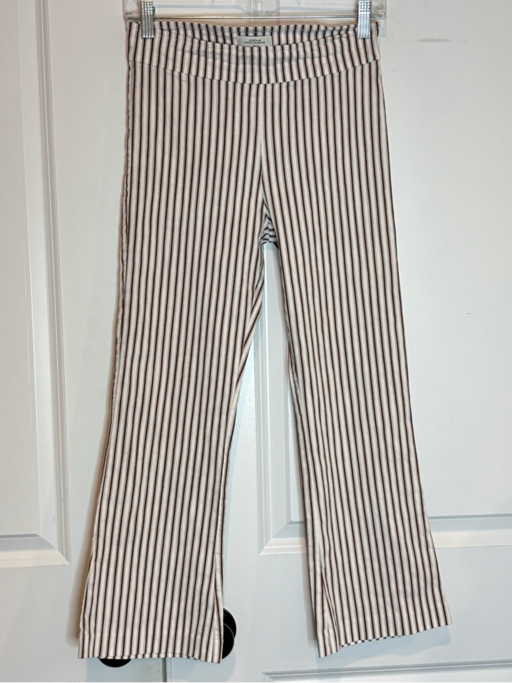 Avenue Montaigne Brown White Stripe Leo Crop Flare Pants 4